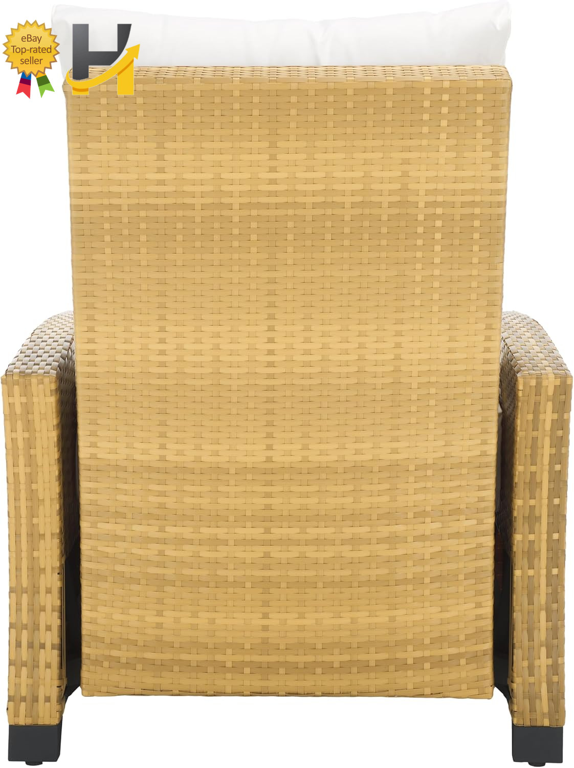 Landon Natural Patio Recliner Chair Adjustable Back Footrest & Removable Cushion