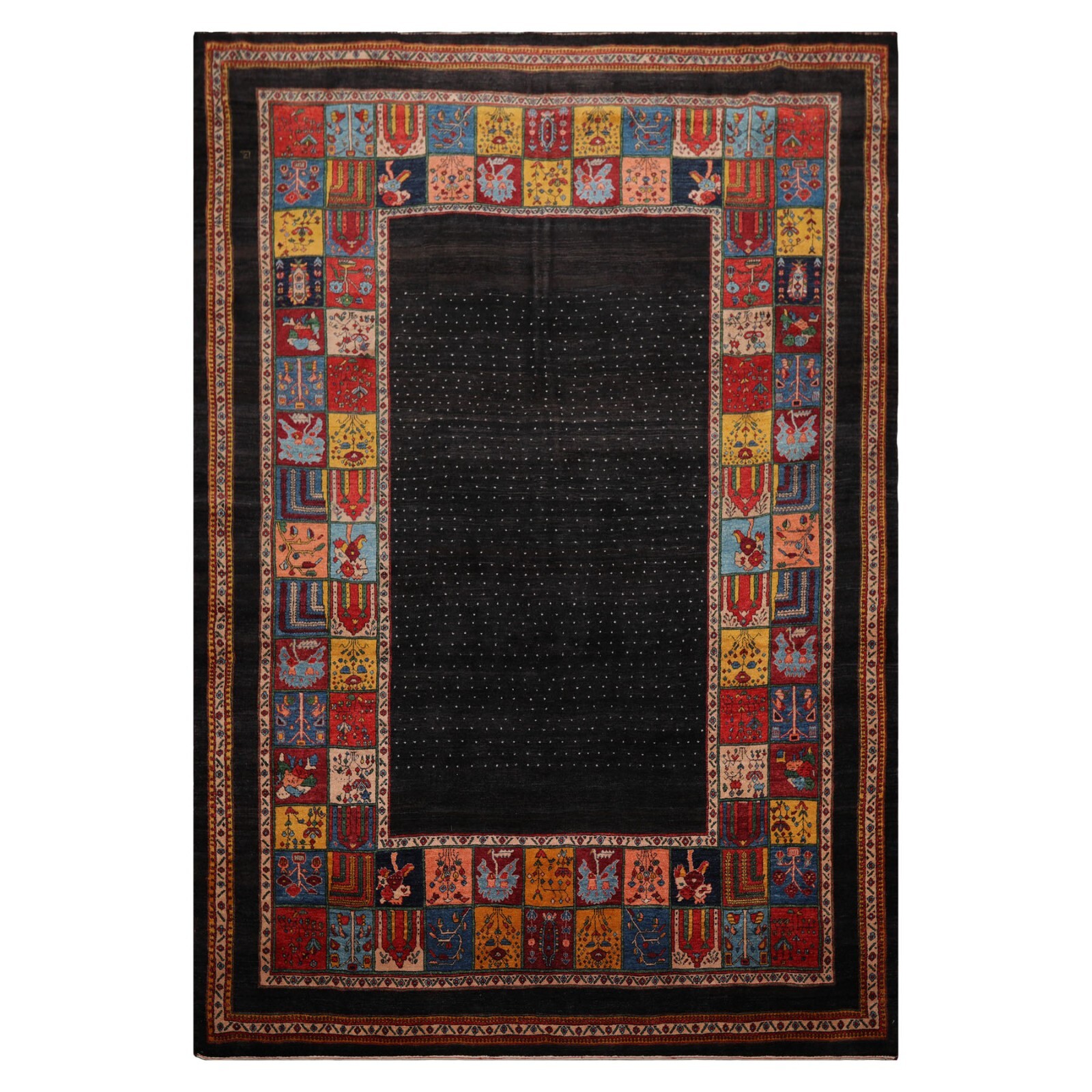 8’1″x 11’8″ Hand Knotted Wool Gabeh Kashkuli 200 KPSI Oriental Area Rug Charcoal
