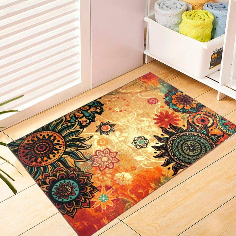 Contemporary Boho Retro Style Abstract Living Room Floor Carpets,Non-Skid Indoor