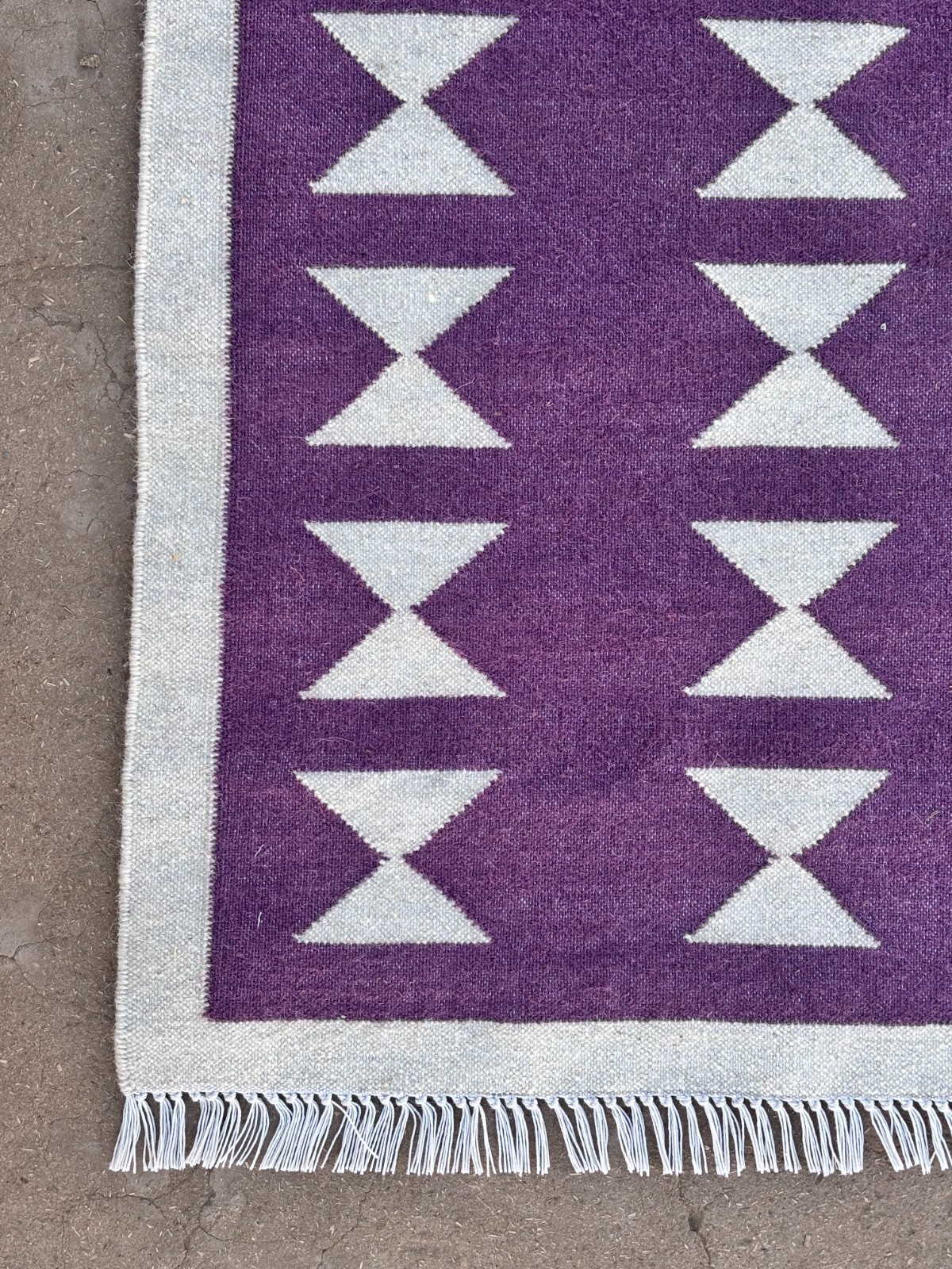 Geometric Boho Dhurrie Rug 2×3 ft (24×36 in / 61×91 cm) Handwoven Wool Cotton
