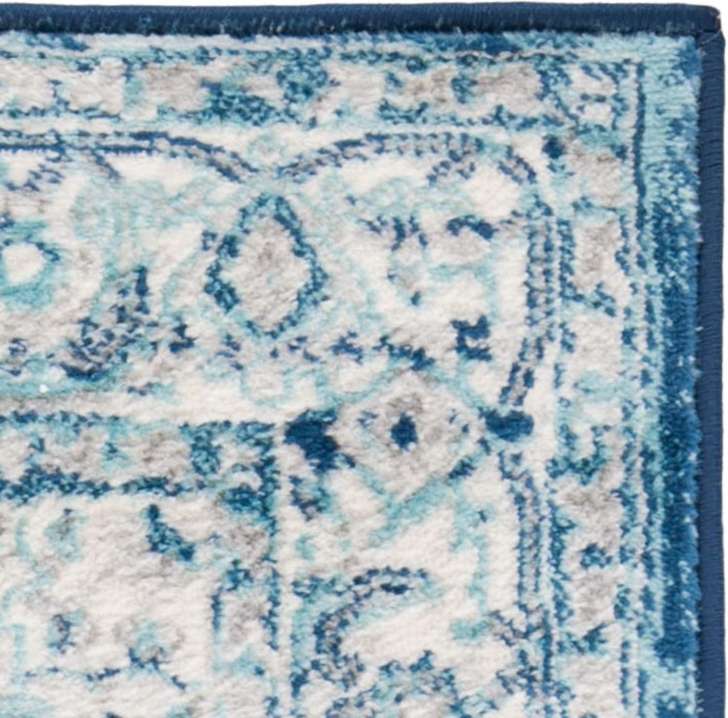 Brentwood Medallion Area Rug 10′ x 13′ Light Grey & Blue, Easy Care