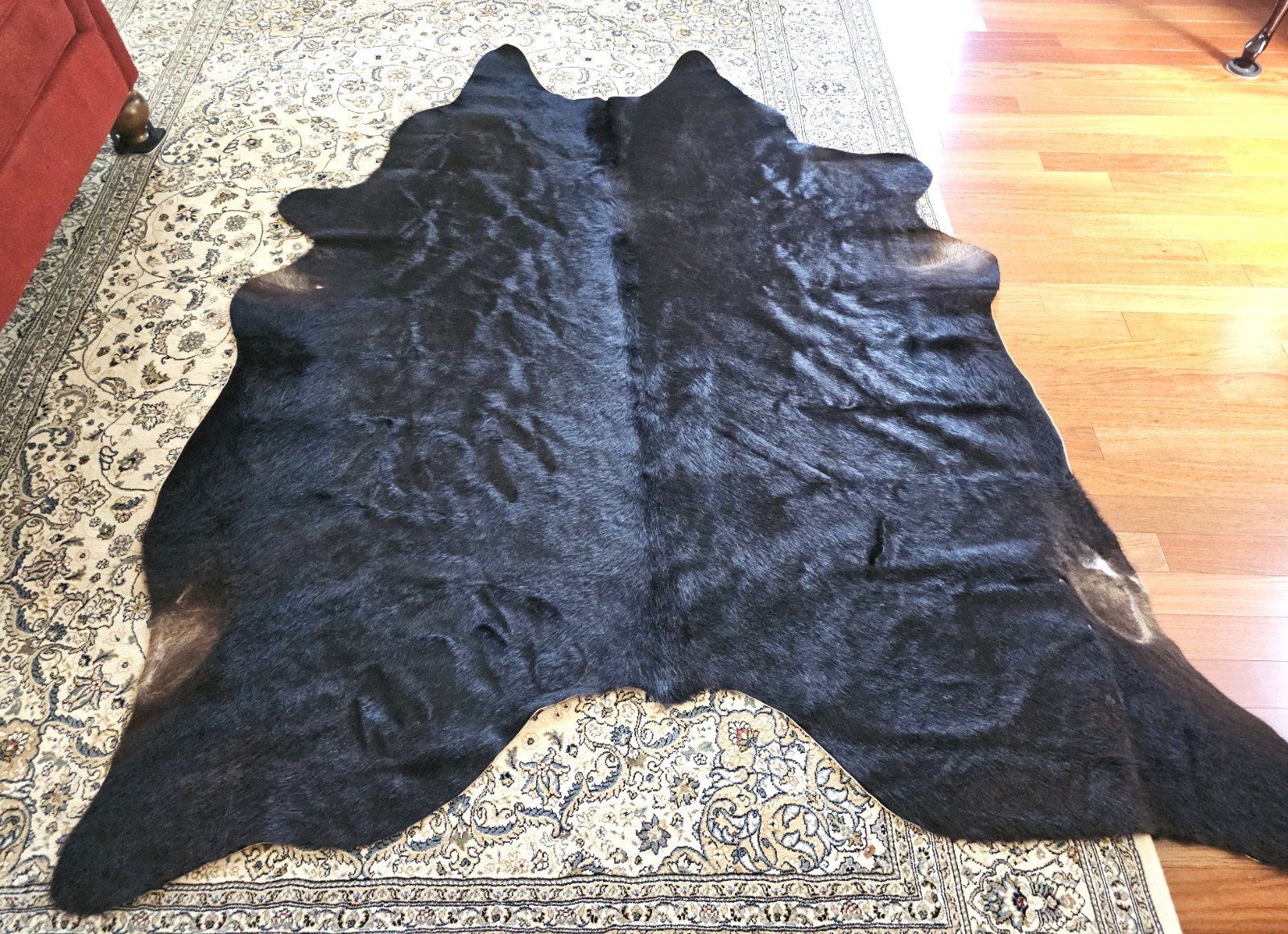 Koldby 100% Authentic Cowhide Rug Large 7×6 ft Black Jersey Cow Skin
