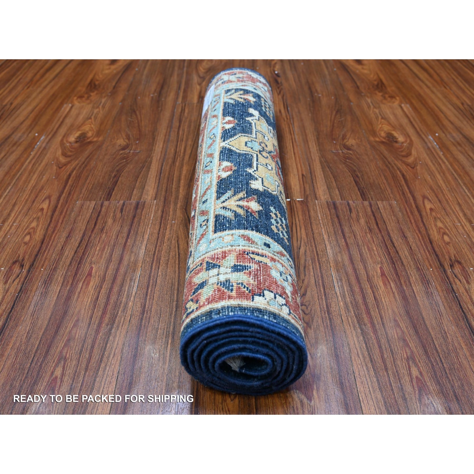 2’6″ x 6’1″ Blue Karajeh Design Pure Wool Fine Aryana Runner Oriental Rug R88625