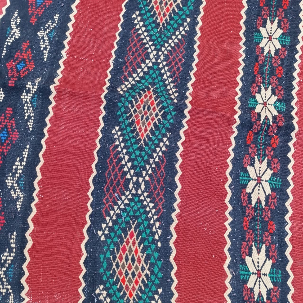 Vintage Saharan Algerian Wool Rug Handwoven Berber Tribal Decor 230×120 cm