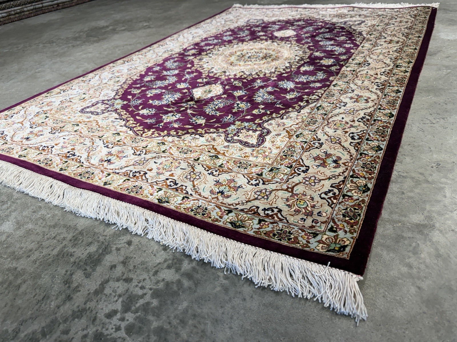 3×5 Luxurious Fine Hand-Knotted 100% Silk Signed Persiane Qume Rug Handmade
