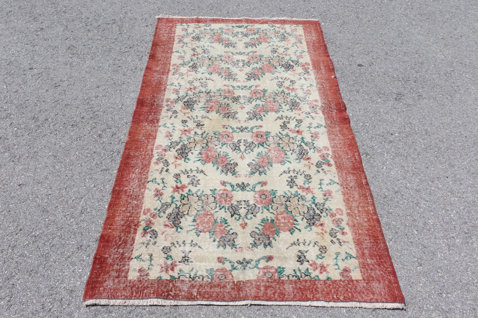3,7×6,8 ft Rug, Turkish Vintage Rug, Rug Red Camouflage Rug