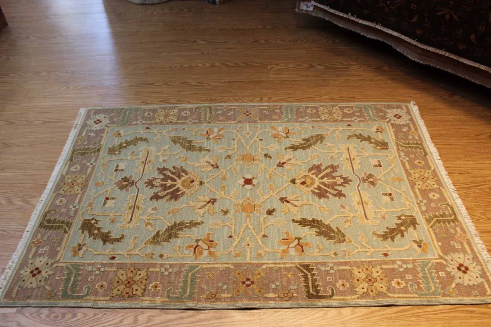 Beautiful decorative Handmade Wool Rug 4′ x 6′ Sumak Kilim Light Green Color