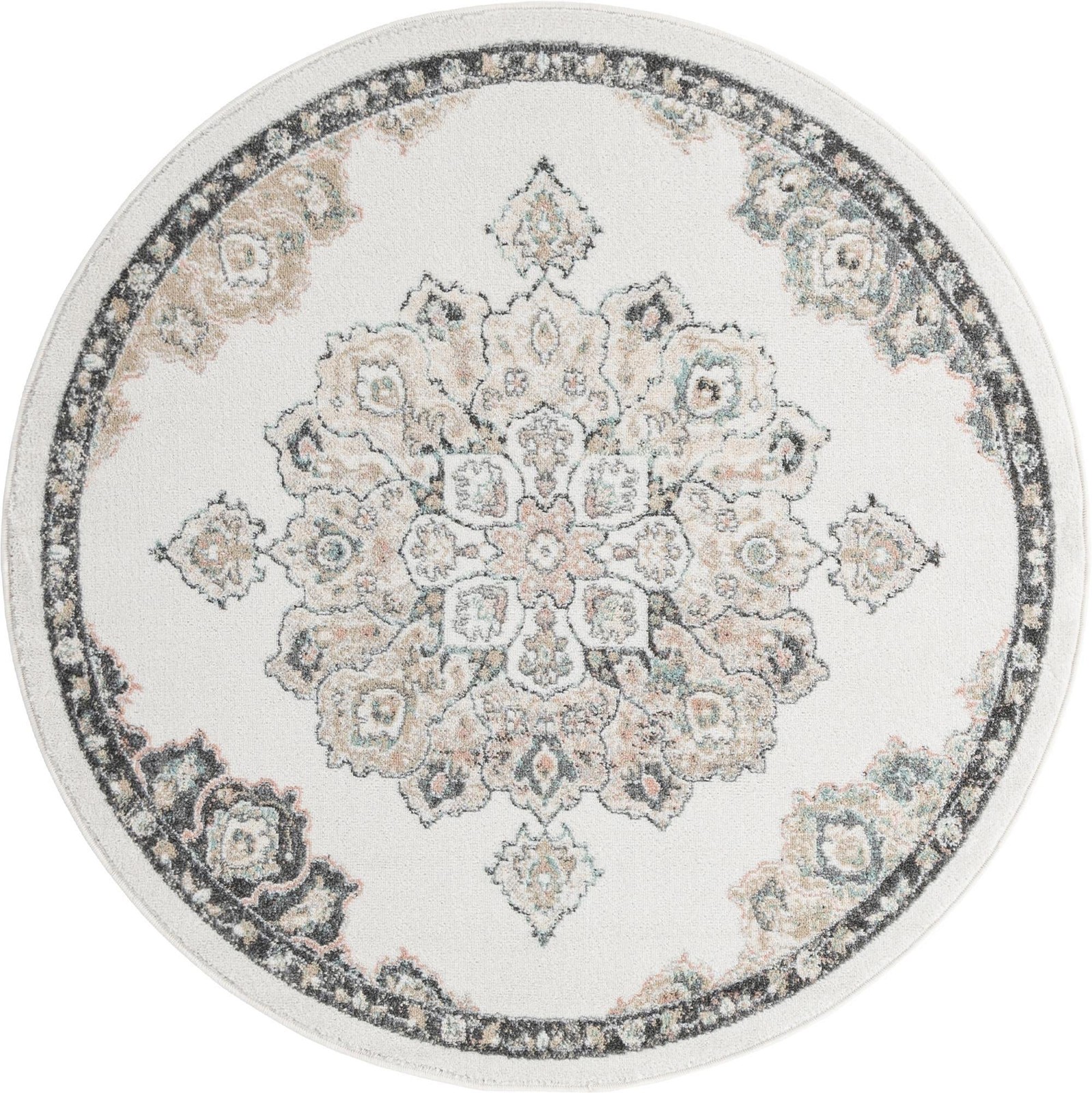 Unique Loom Parker Collection Area Rug – Kokulu 5 Round Ivory/ Beige