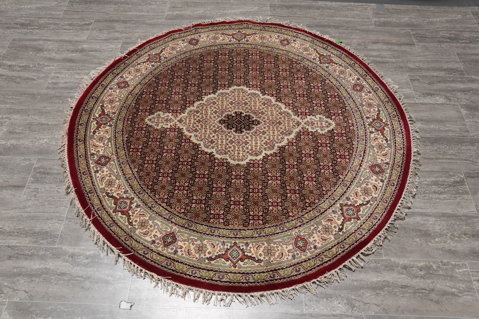 5 x 5 Feet Mahii Herrati Tabriiz Rug Wool and Silk Carpet #F-4633a