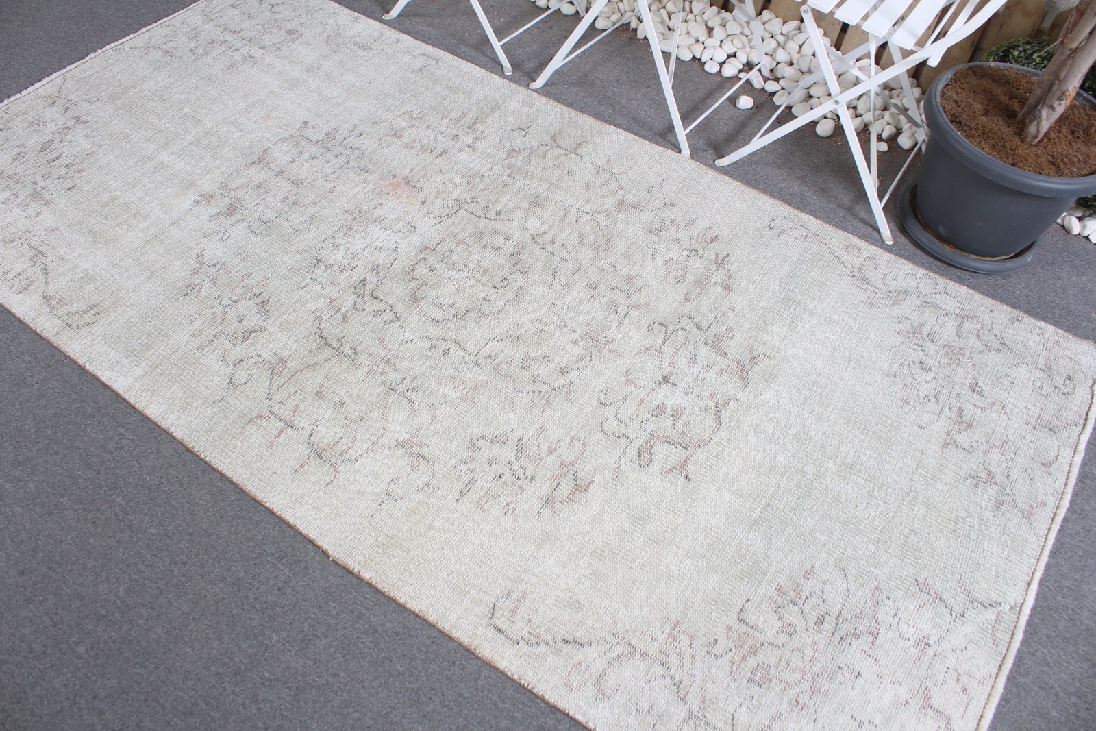 Vintage 4×7,8 ft Rug, Turkish Rug, Gray Oriental Rug Wool