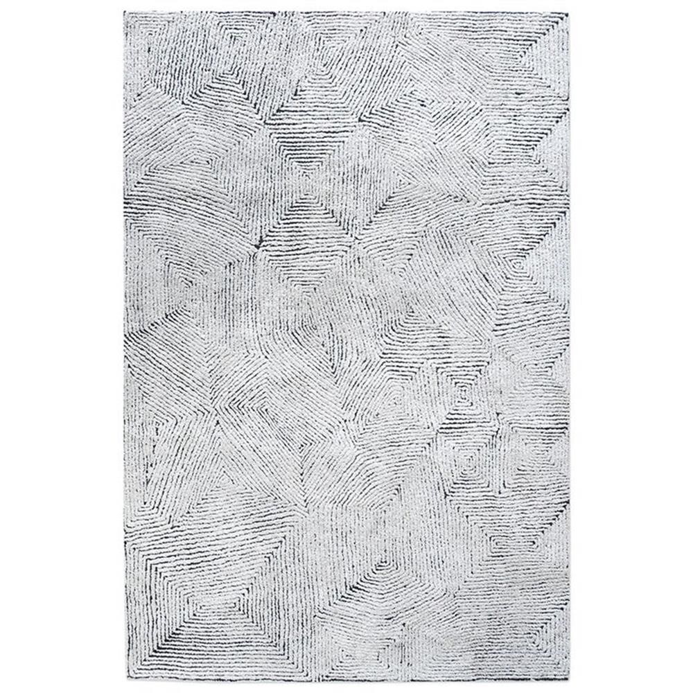 Maklaine Hand Tufted 108×144″ Wool & Recycled Rug in Ivory and Denim Blue