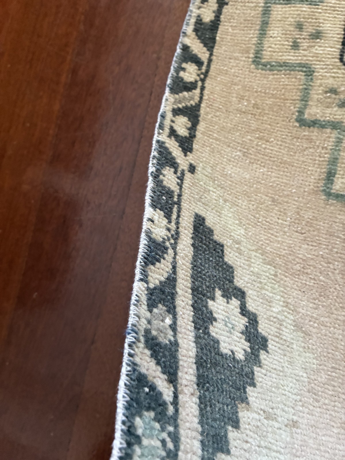 Entryway Small Accent Rug 2×3 Vintage Turkish Oushak Sage Green Wool Mat