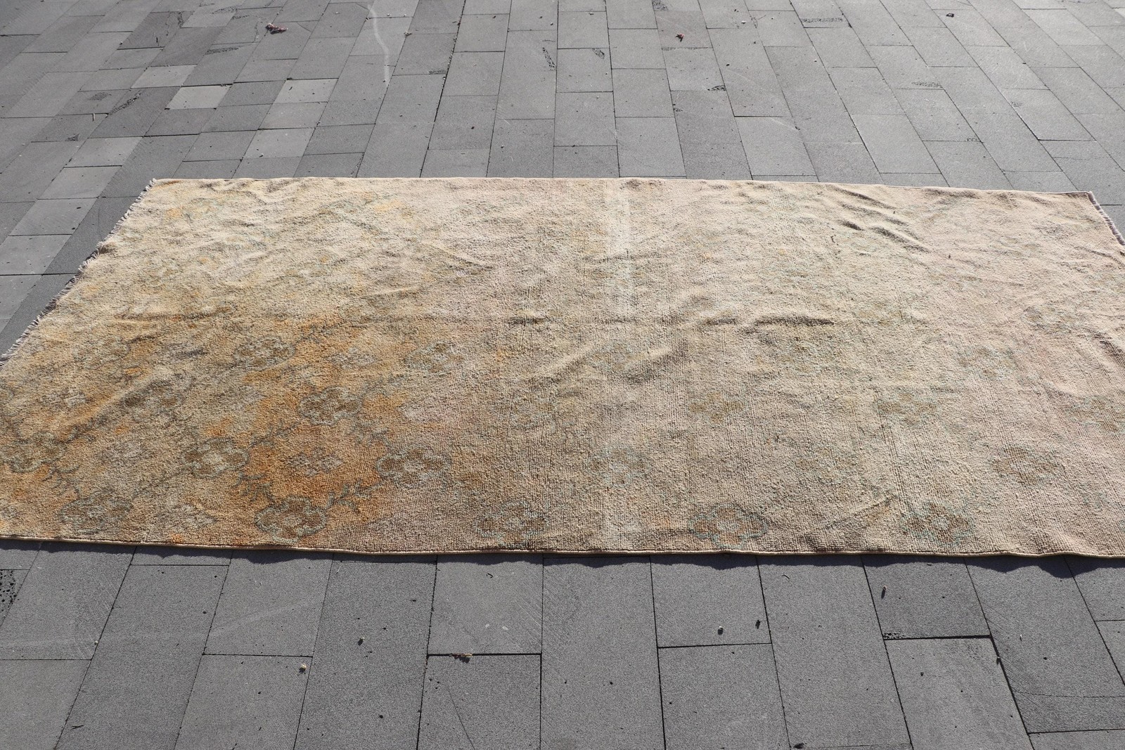 4,6×9,6 ft Vintage Rug, Turkish Large Rug, Brown Yellow Abstract Rug