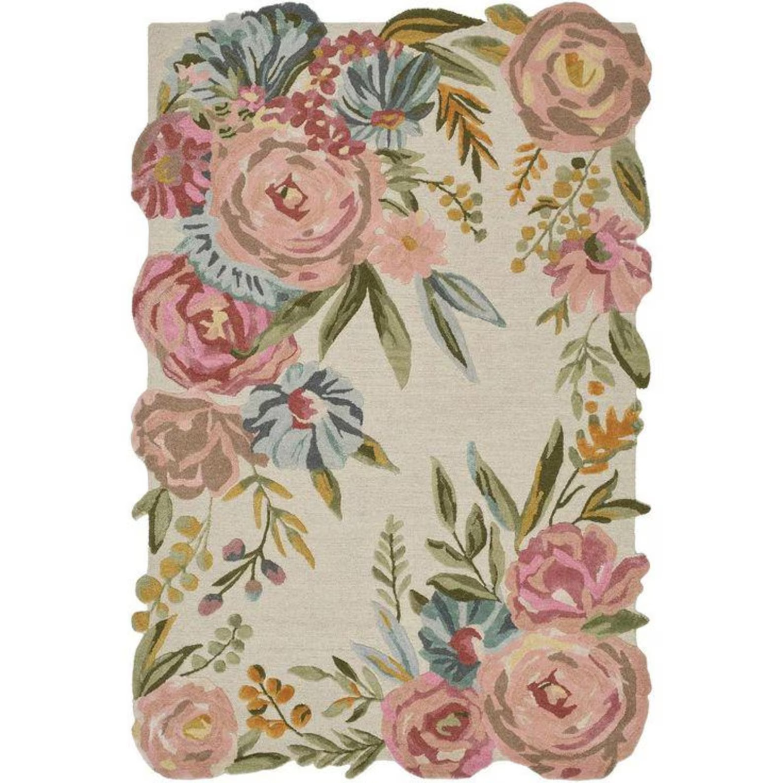 Floral Aubusson Hand-Tufted Area Rug Aubusson Classic Floral Medallion Design,