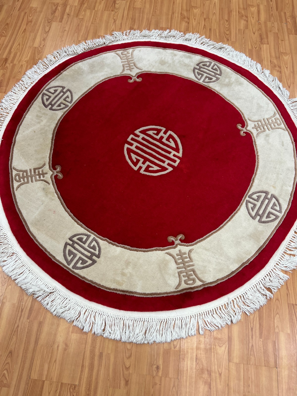 5’8″ x 5’8″ Round Chinese Art Deco Oriental Rug – Hand Made – 100% Wool