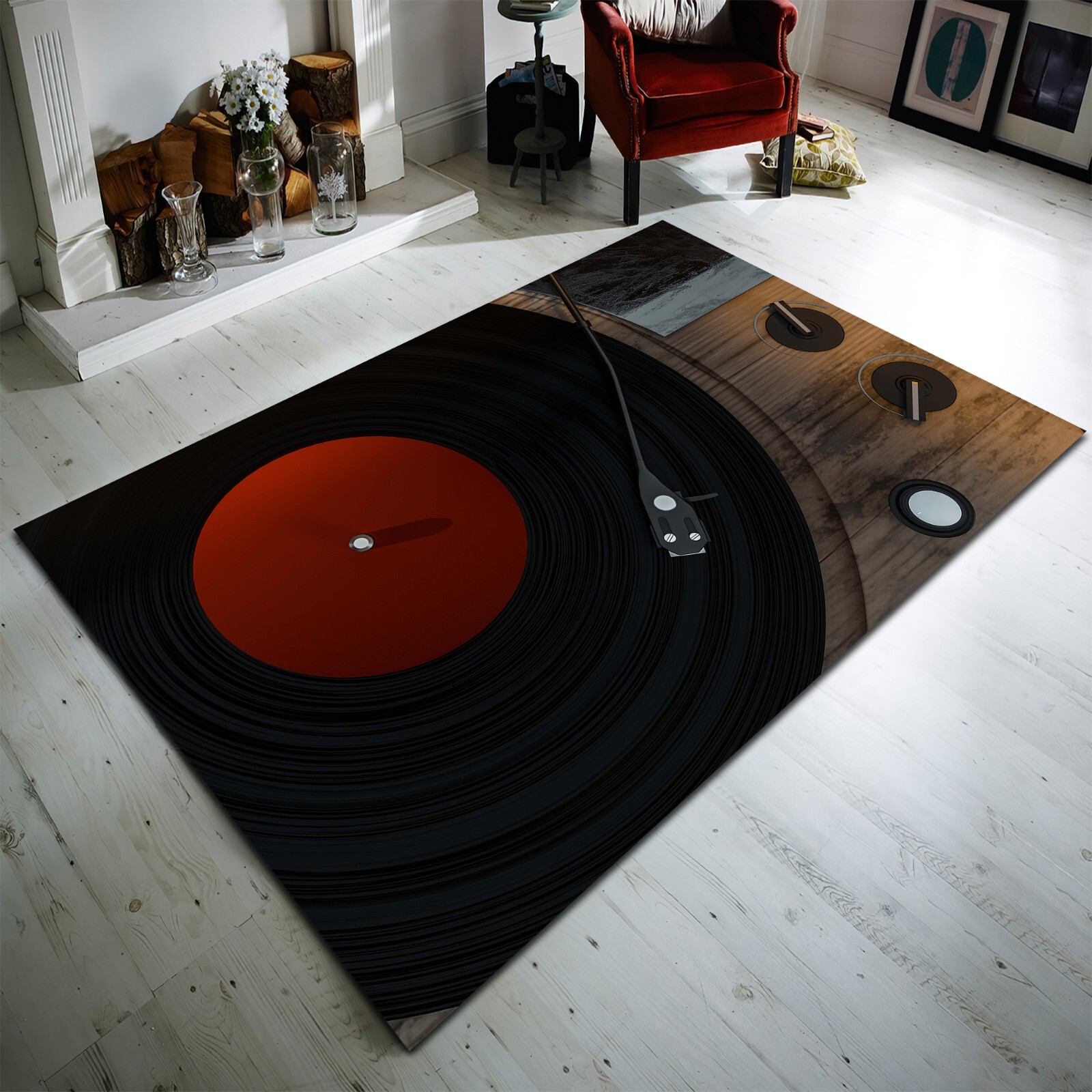 Record Rug,Record Patterned Rug,Record Player Rug,Old Wooden Record,Vinyl Record