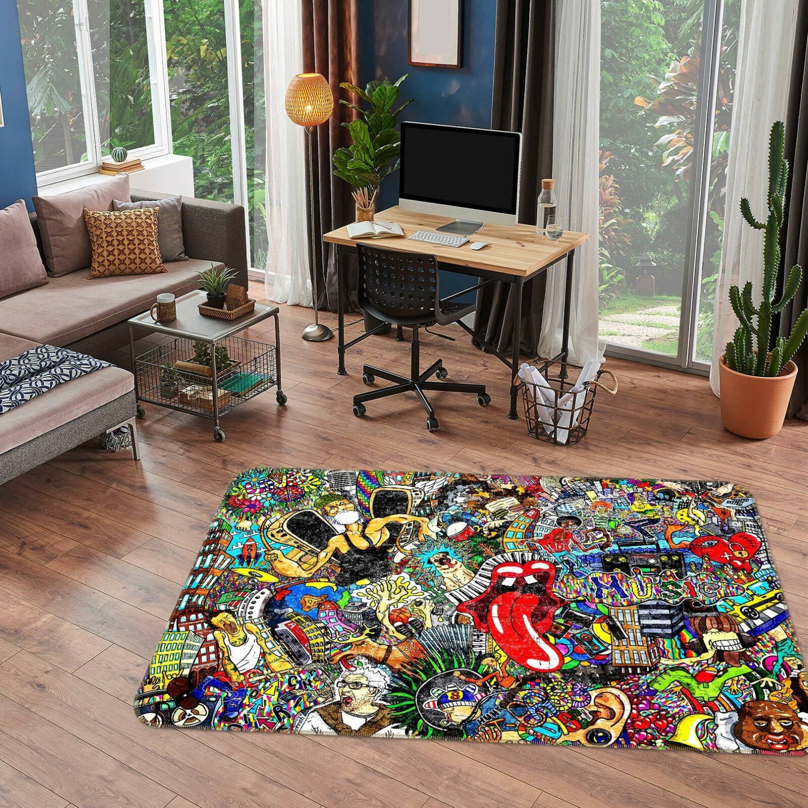 3D Abstract Graffiti ZHUA64 Game Non Slip Rug Mat Photo Carpet Amy