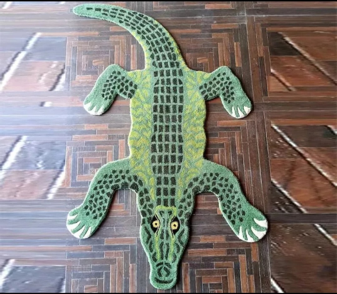 CROCODILE / ALLIGATOR HAND-TUFTED AREA RUG AWESOME FOR HOME 100% WOOL