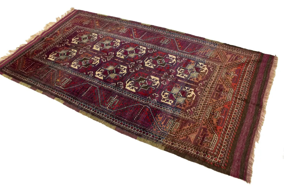 Vintage Tribal Burgundy Rug Boho Style Farmhouse Oriental Carpet 4’4X7’9 ft