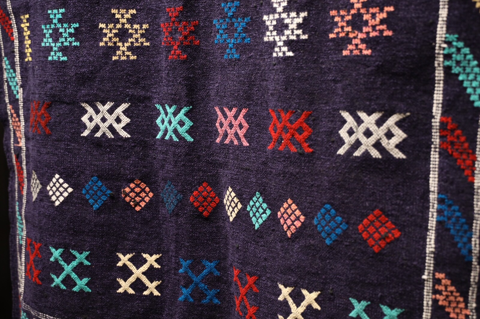 Vintage Moroccan Rug Handcrafted Kilim Wool Tribal Azilal Berber Rug Area Carpet