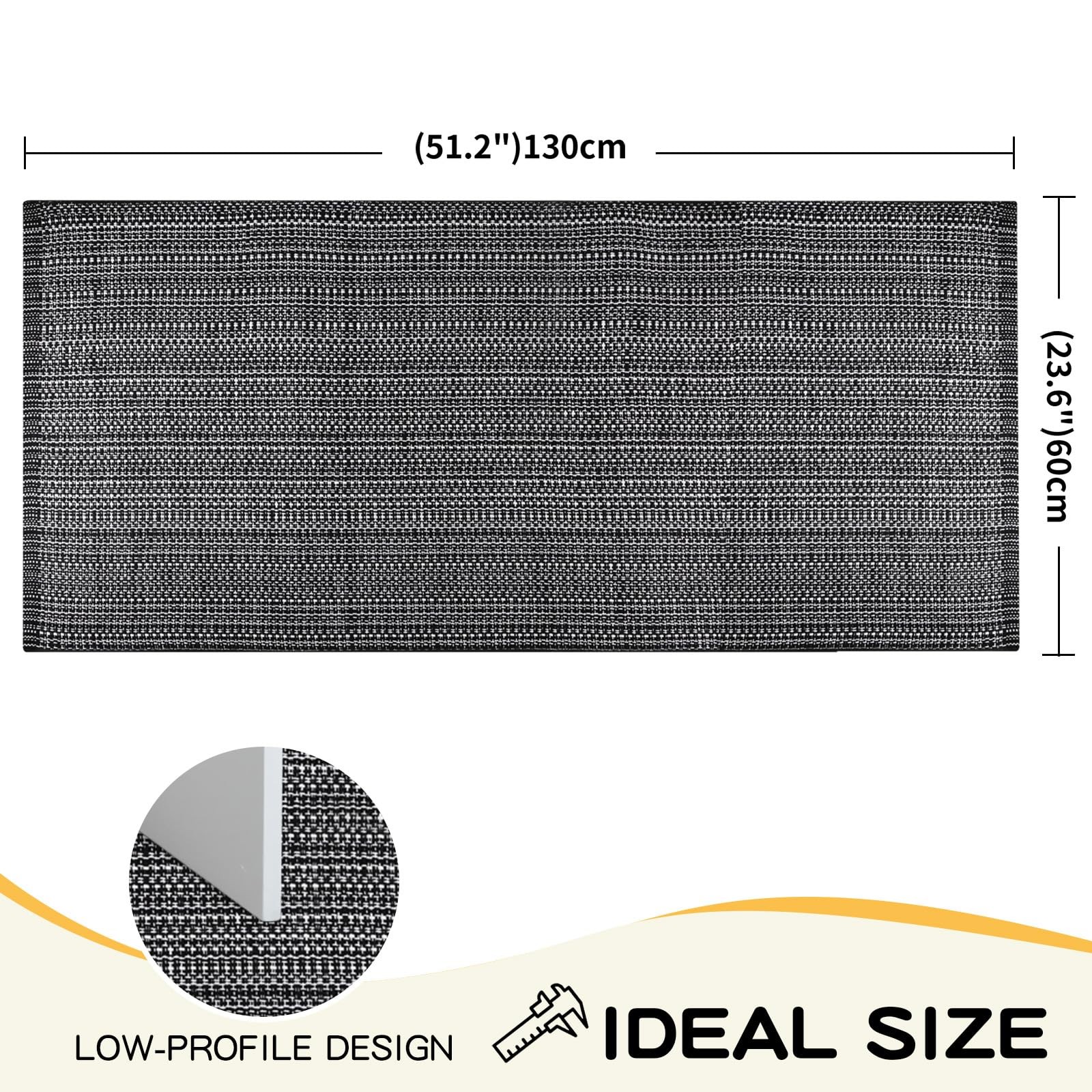 Front Porch Rug Black Boho Outdoor Rug 23.6″ x 51.2″ Door Mat Cotton Hand Wov