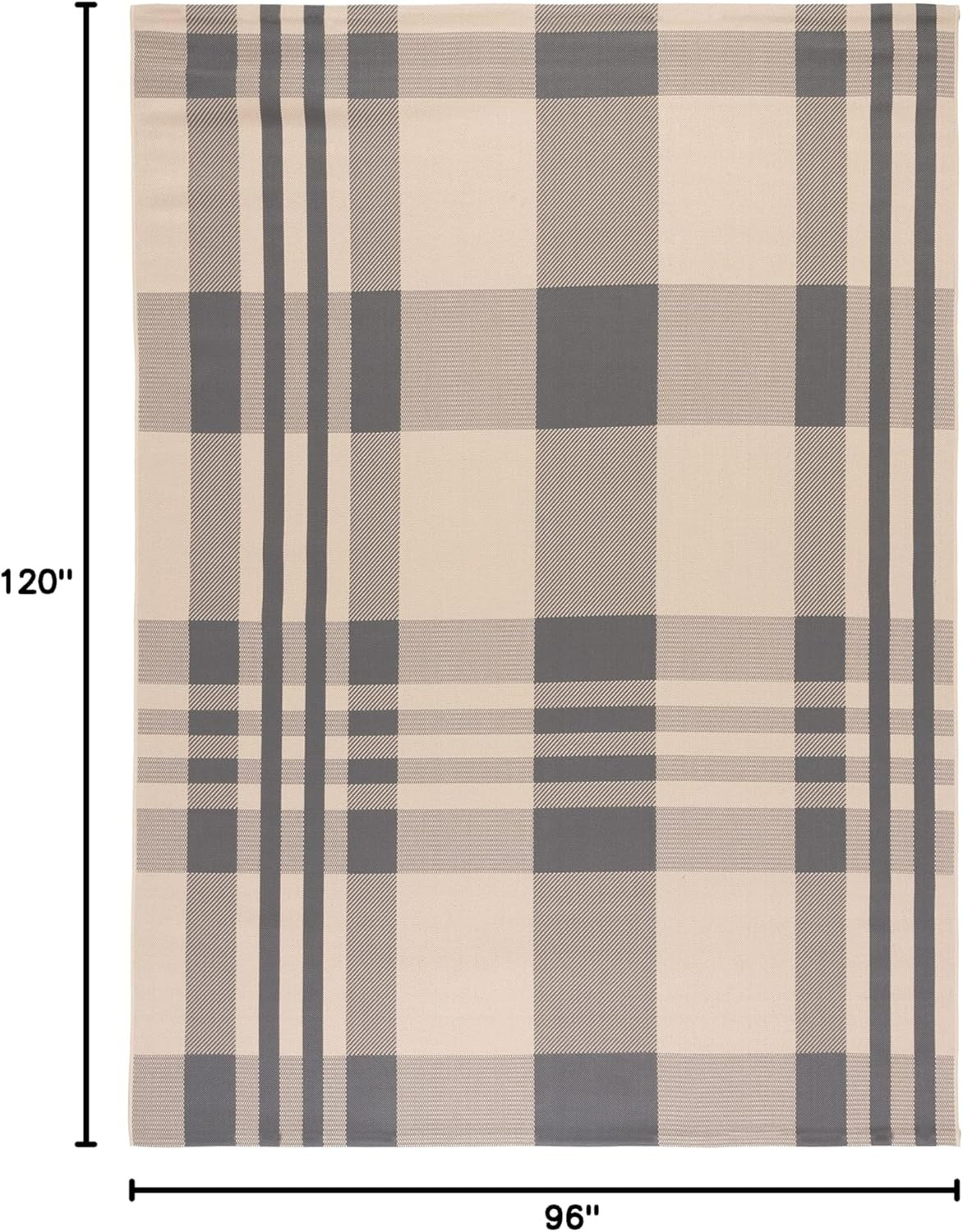 Courtyard Collection 8′ x 10′ Waterproof Grey/Bone Plaid Area Mat
