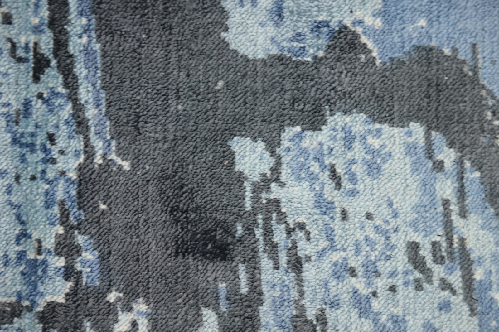 Luxurious Distressed Look Abstract Rug Blues Contemporary Handmade Carpet 6×8