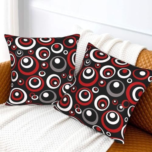 Red and Black Circular Pattern 18″ x 18″ (Pack of 2) Circles-red-white-black