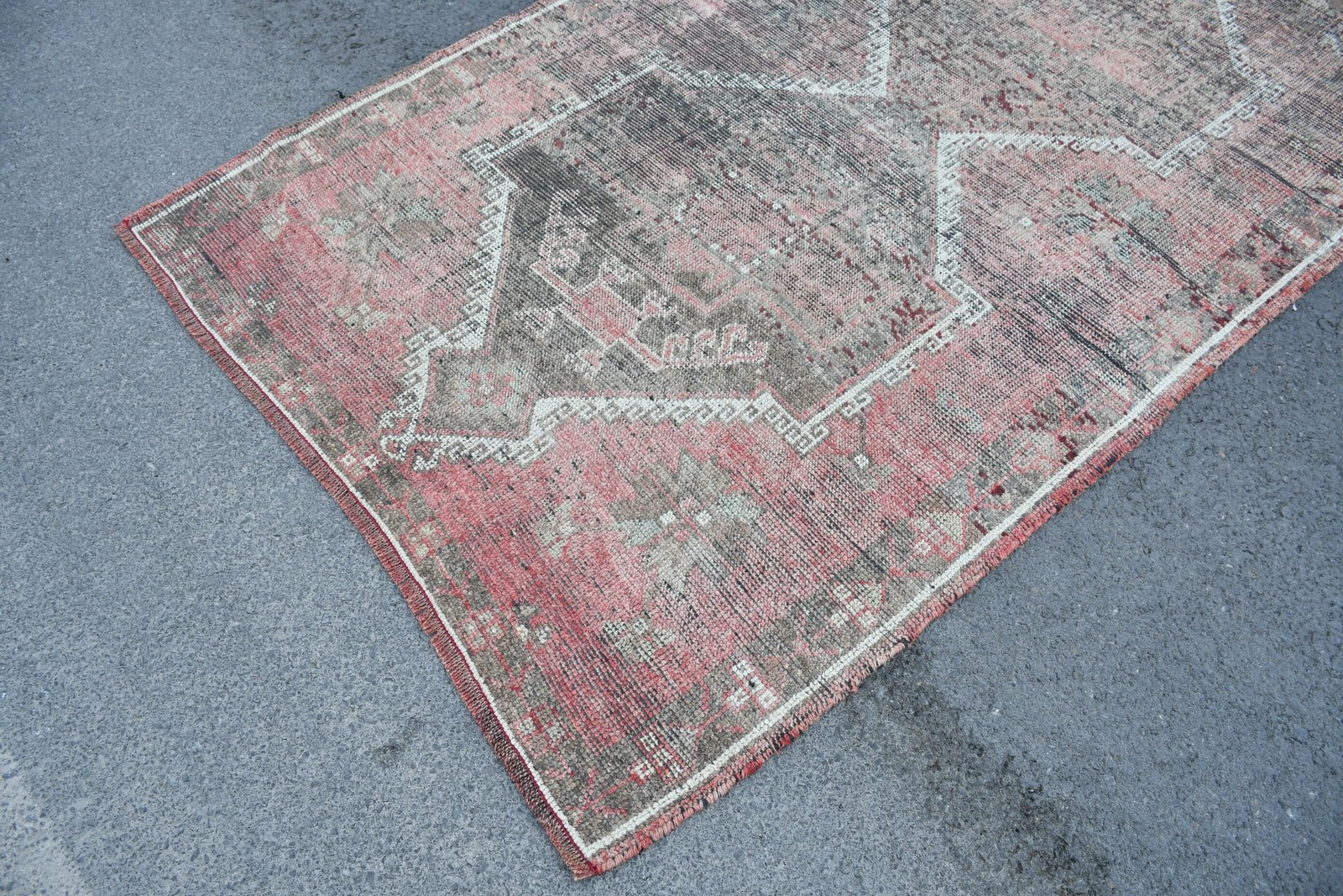 4,6×10,6 ft Vintage Rug, Large Turkish Rug, Red Camouflage Rug