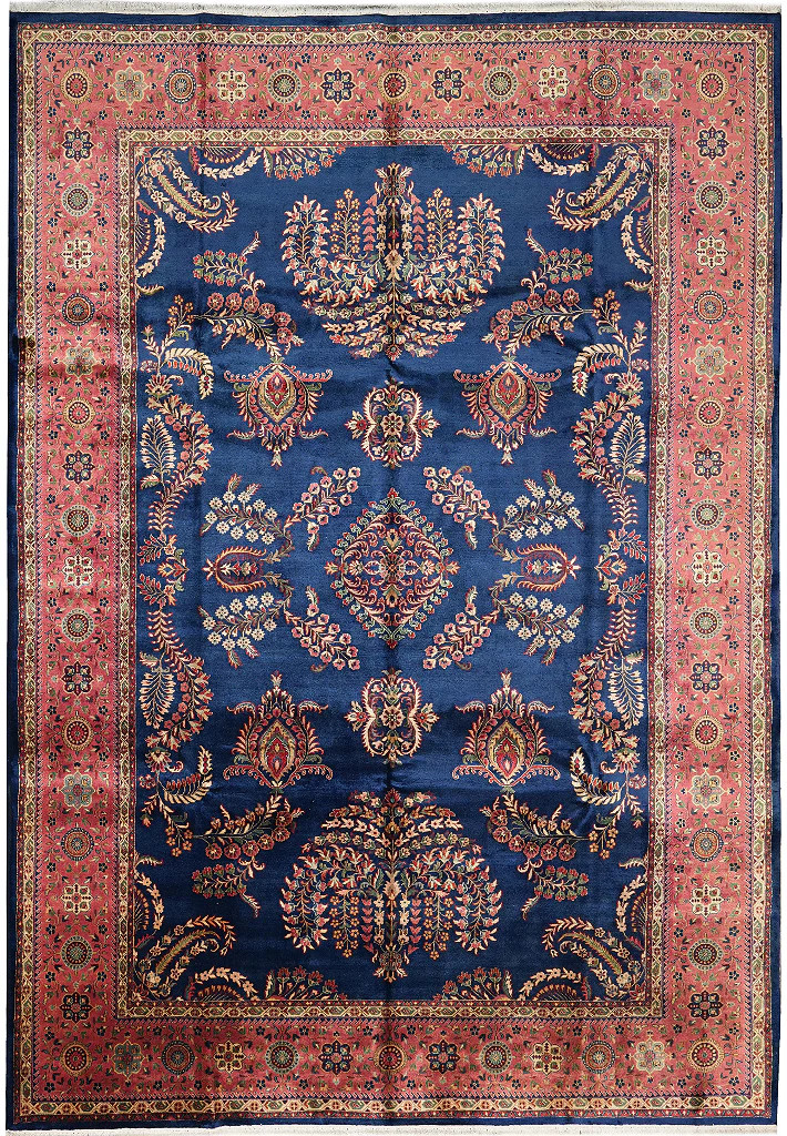10 x 14 Sarouuk Mohajeraan Lustrous Silky Wool Blue Rug #PIX-15763