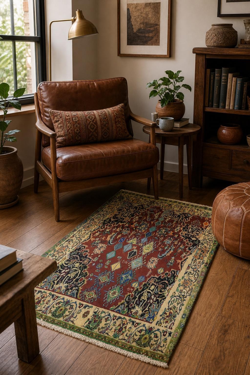 Traditional Artistry Modern Design 4×7 Hand-Knotted Wool Medallion Area Rug