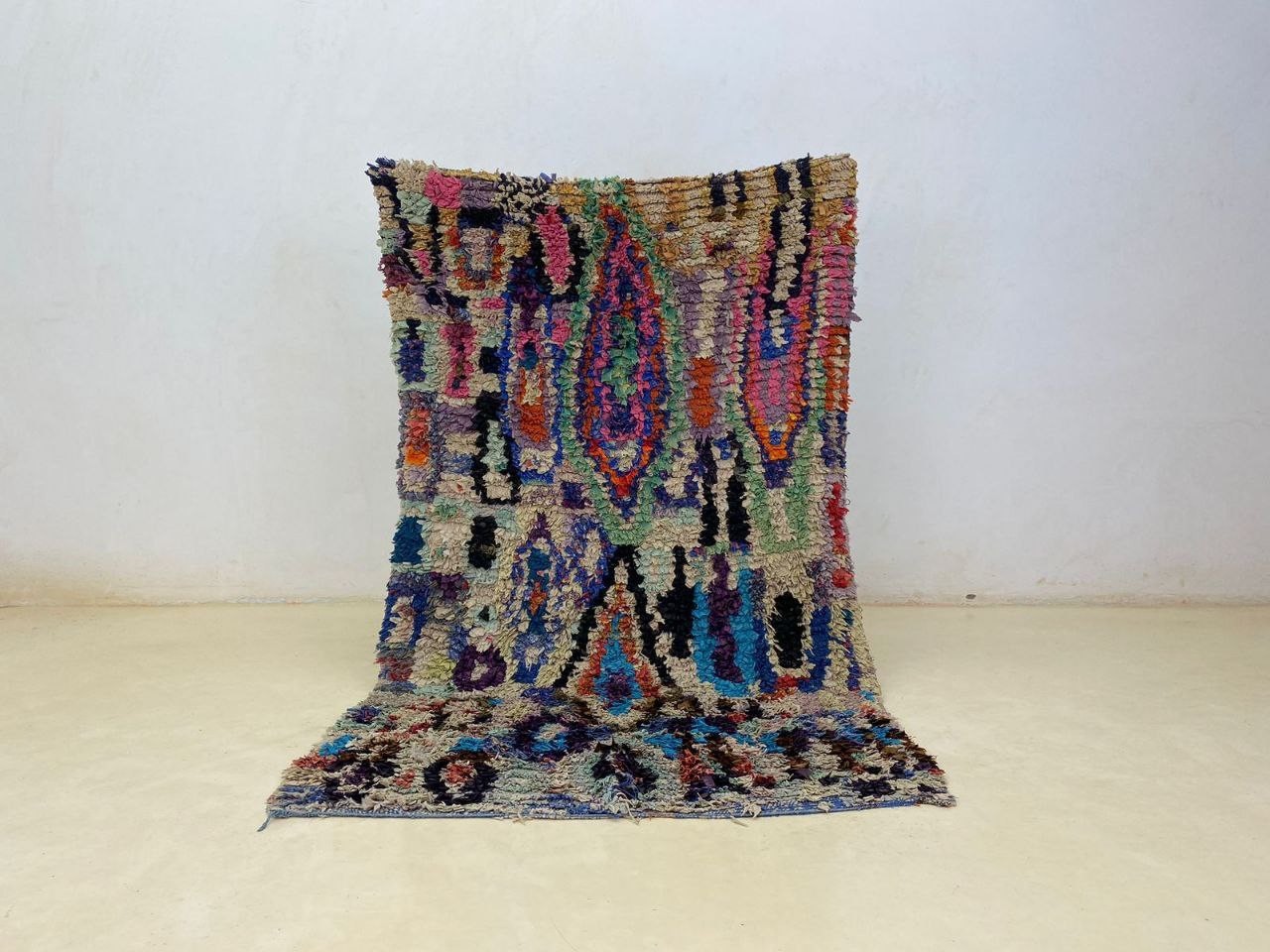 Moroccan Rug Handmade Boucherouite 2’8×3’6 ft Colorful Vintage Berber Home Rug