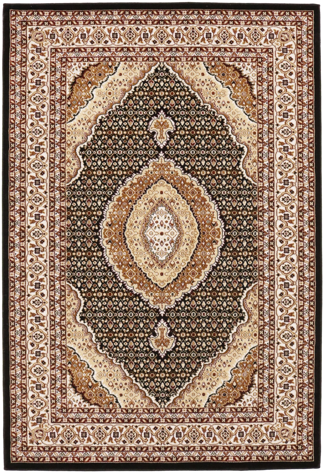 Black 4×6 Machine-Made Oriental Rug with Vintage Floral Design Entryway Decor