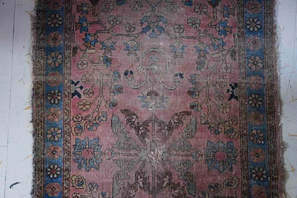 Beautiful Hand-Made Vintage Lilihan Floral Runner Floor Area Rug ~9.2 ft x 3 ft