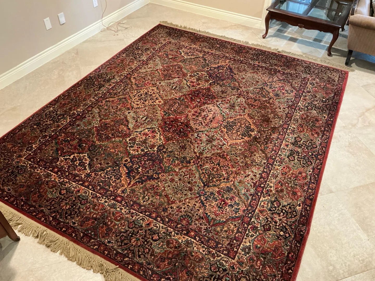 GENUINE ANTIQUE KARASTAN RUG MULTICOLOR PANEL KIRMAN 717 100% Wool 10’10” x 8’8″