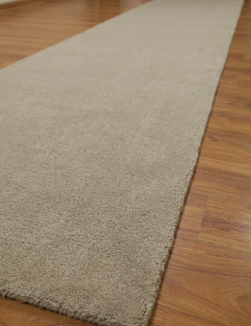 Greige Modern Tufted Minimalist Hallway Runner Rug Passway Entry Foyer Wool Rug