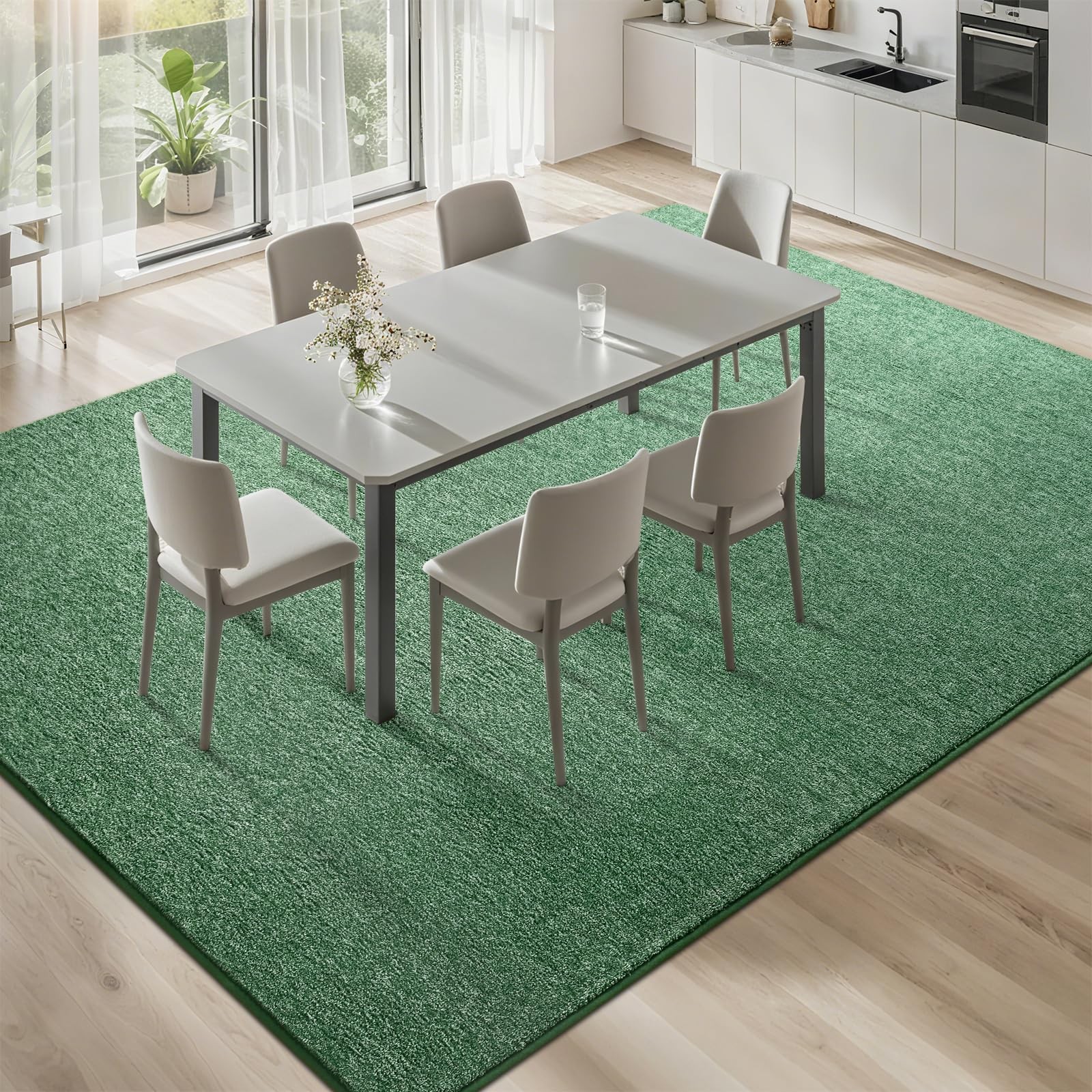 Modern Indoor Area Rug Washable Memory Foam NonSlip Green White 4×6 Ft 1 PCS