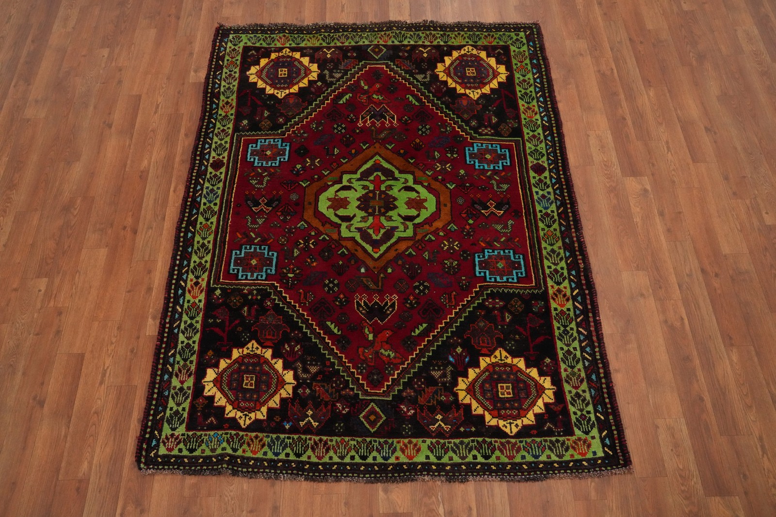 Vintage Wool Traditional Style Rug 4×6 ft Hand-knotted Geometric Nomadic Carpet