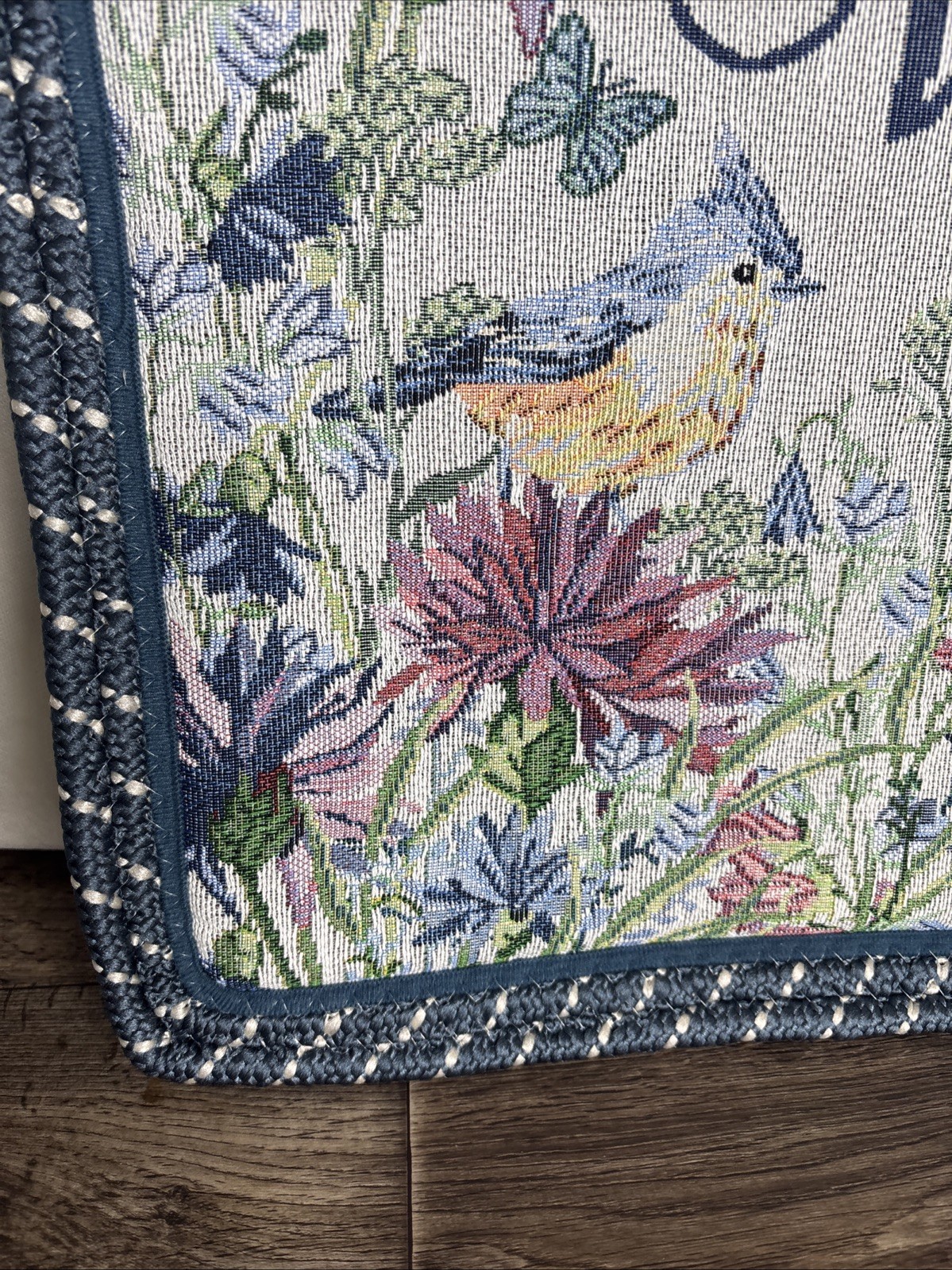 Gold Coast Welcome Tapestry Comfort Rug With Braided Trim-Floral Bird Butterfly