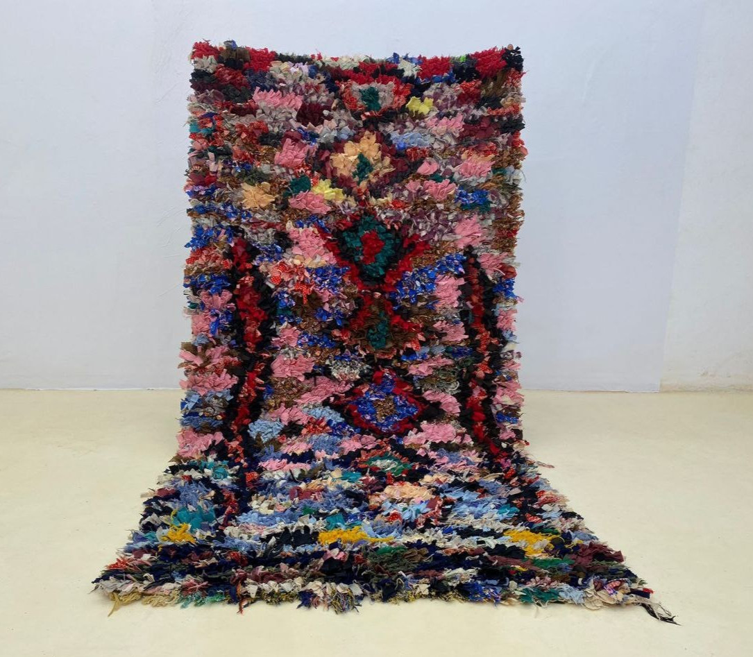 Moroccan Rug Handmade Boucherouite 3’4×6’5 ft Vintage Berber Patchwork Home Rug