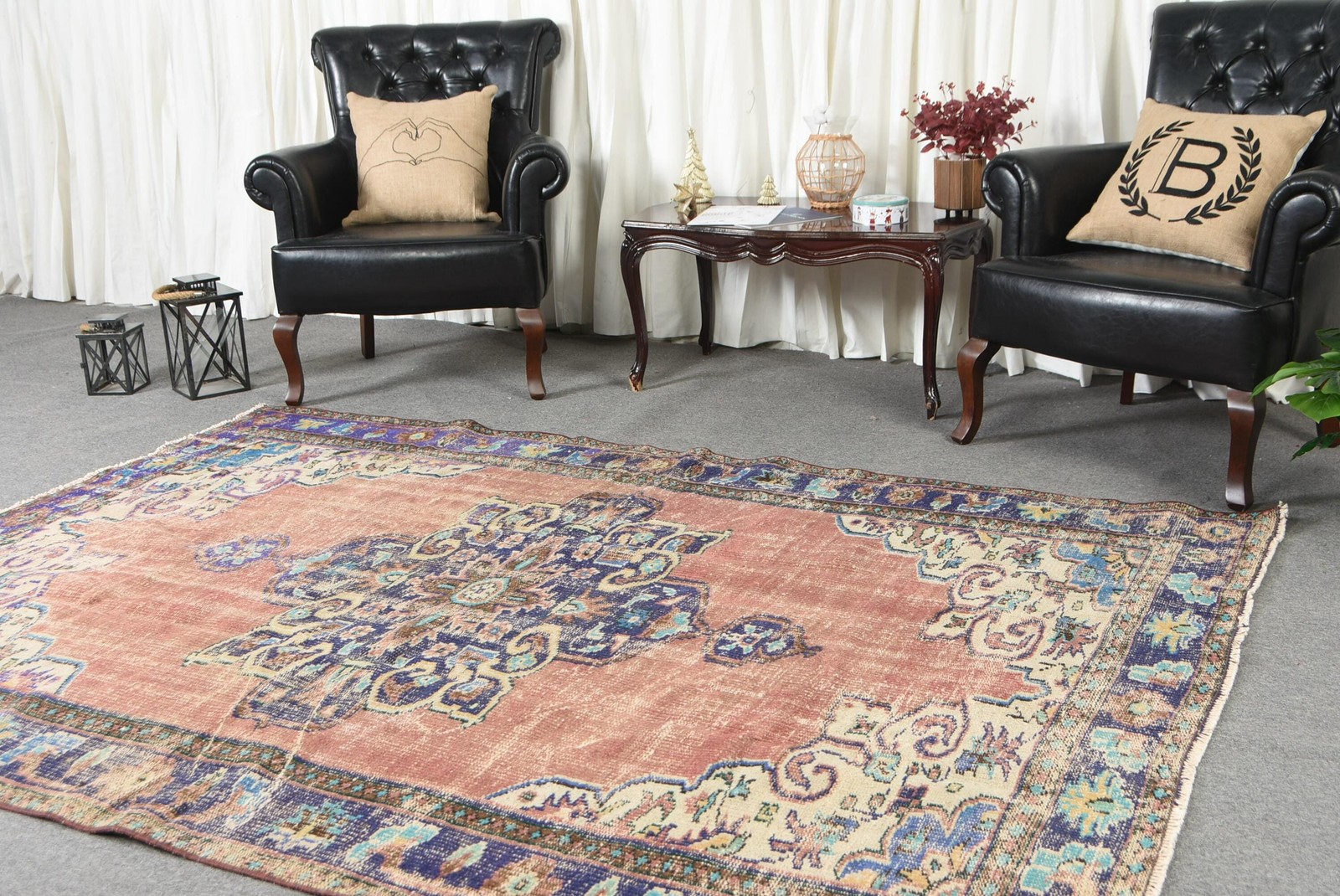 5,9×8,4 ft Turkish Rug, Vintage Rug, Red Patchwork Wool Rug