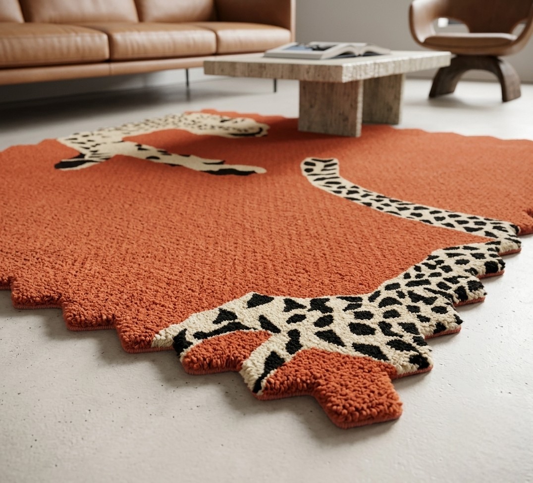 Jungle Dash Hand Tufted Nz Wool Rug Safari Sprint Cheetah Animal Rug Mat Area