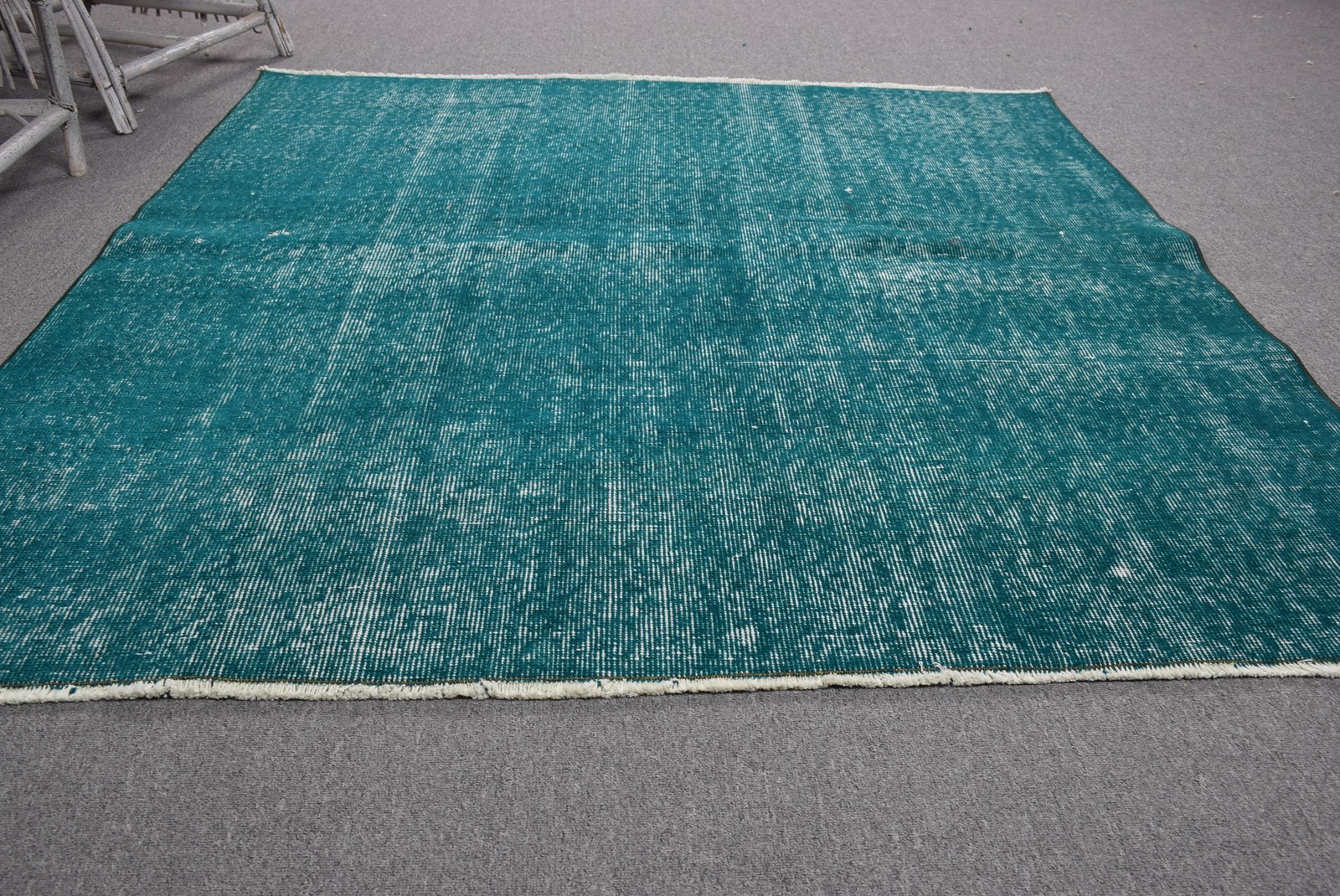 5,4×5,3 ft Area Vintage Turkish Rug, Blue Oriental Wool Rug