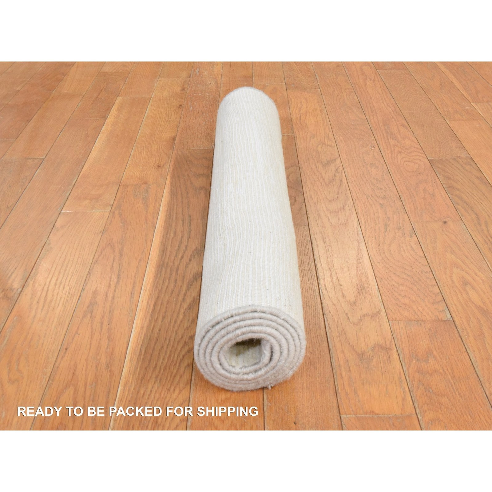 2’6″x4’8″ Ivory Modern Oxidized Textured Wool Hand Knotted Runner Rug