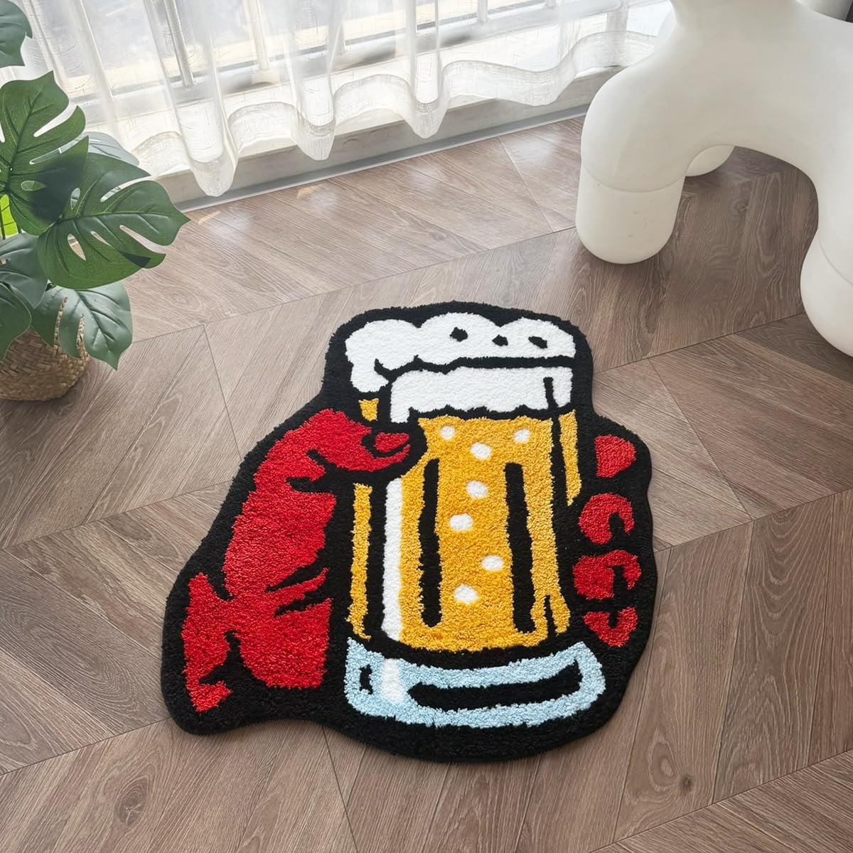 LAKEA Funny Beer Can Shaped Cool Gamer Rug, Cartoon Graffiti Style Irregular …