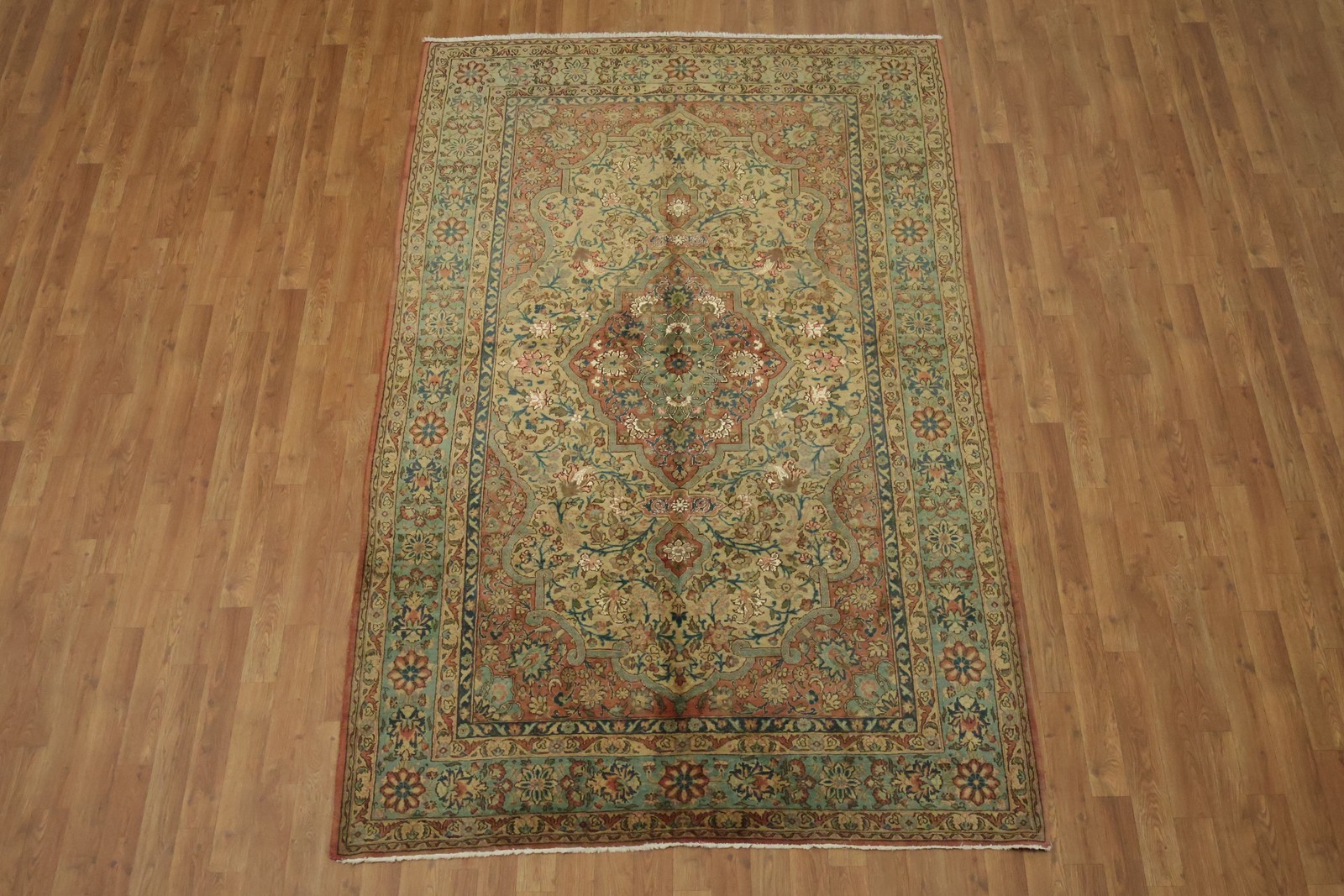Wool & Silk Hand-Knotted Medallion Rug 5×9 Elegant Floral Traditional Carpet