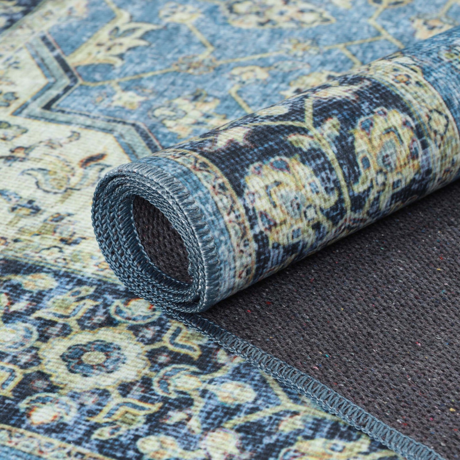 Jay Damask Medallion Geometric Durable Runner ‎Stain Resistant Indoor Area Rug