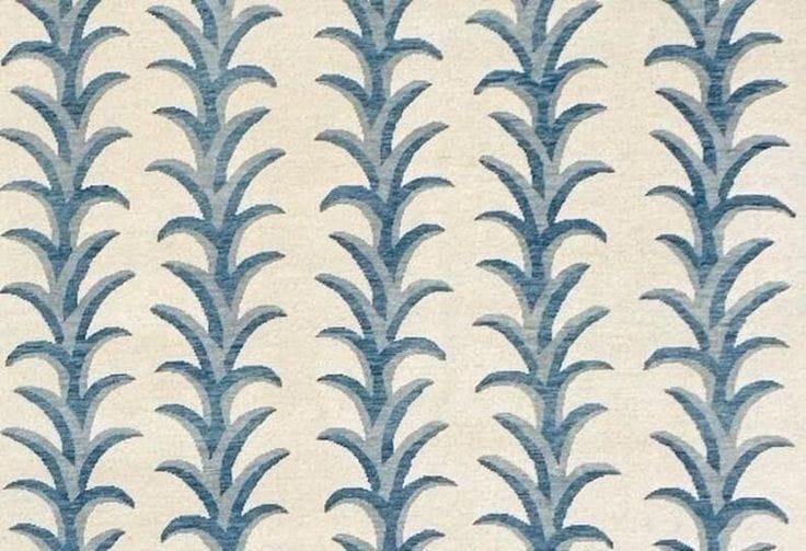 Hand Knotted Oushak Rug Blue Cream Leaf Wool Area Rug Modern Transitional 8×10
