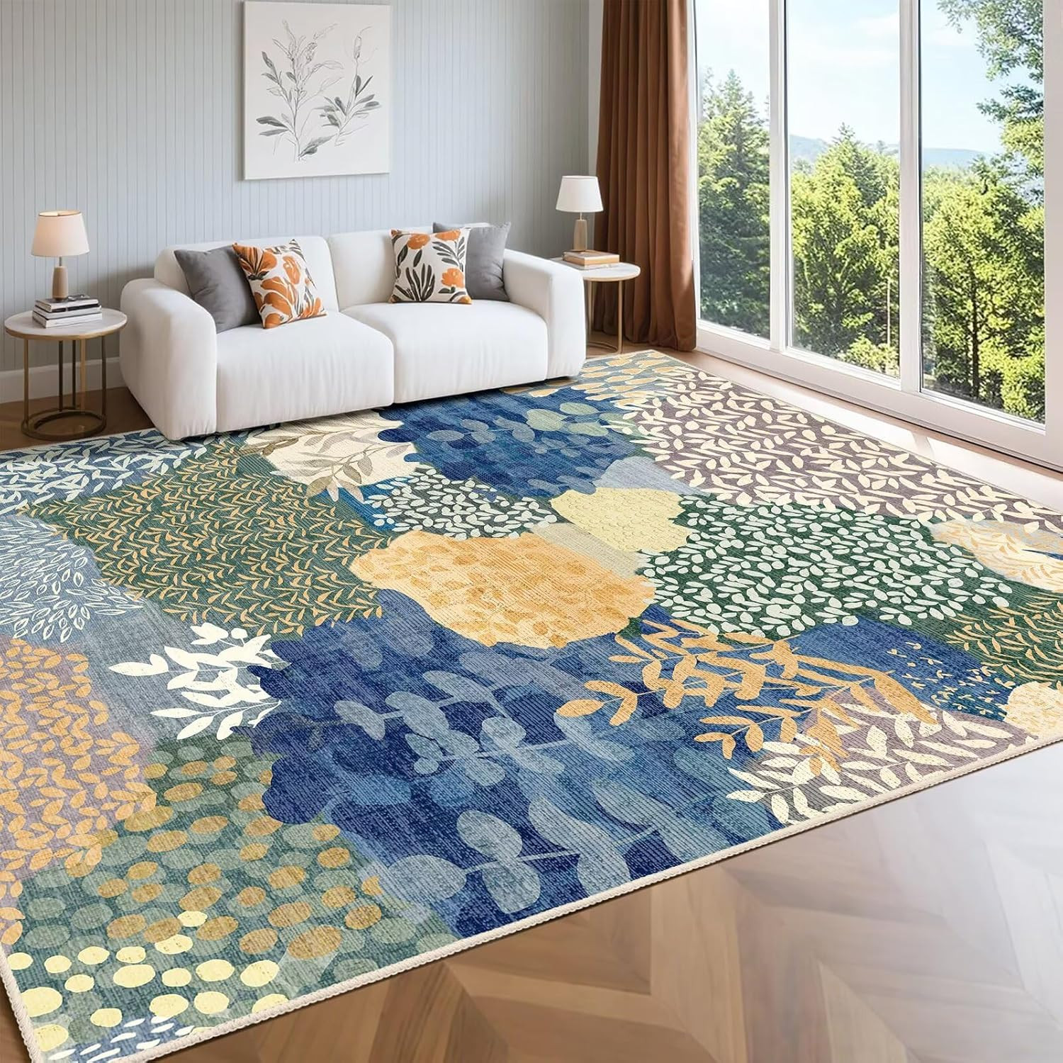Soft Washable 8X10 Vintage Boho Area Rug with Floral Print for Any Room