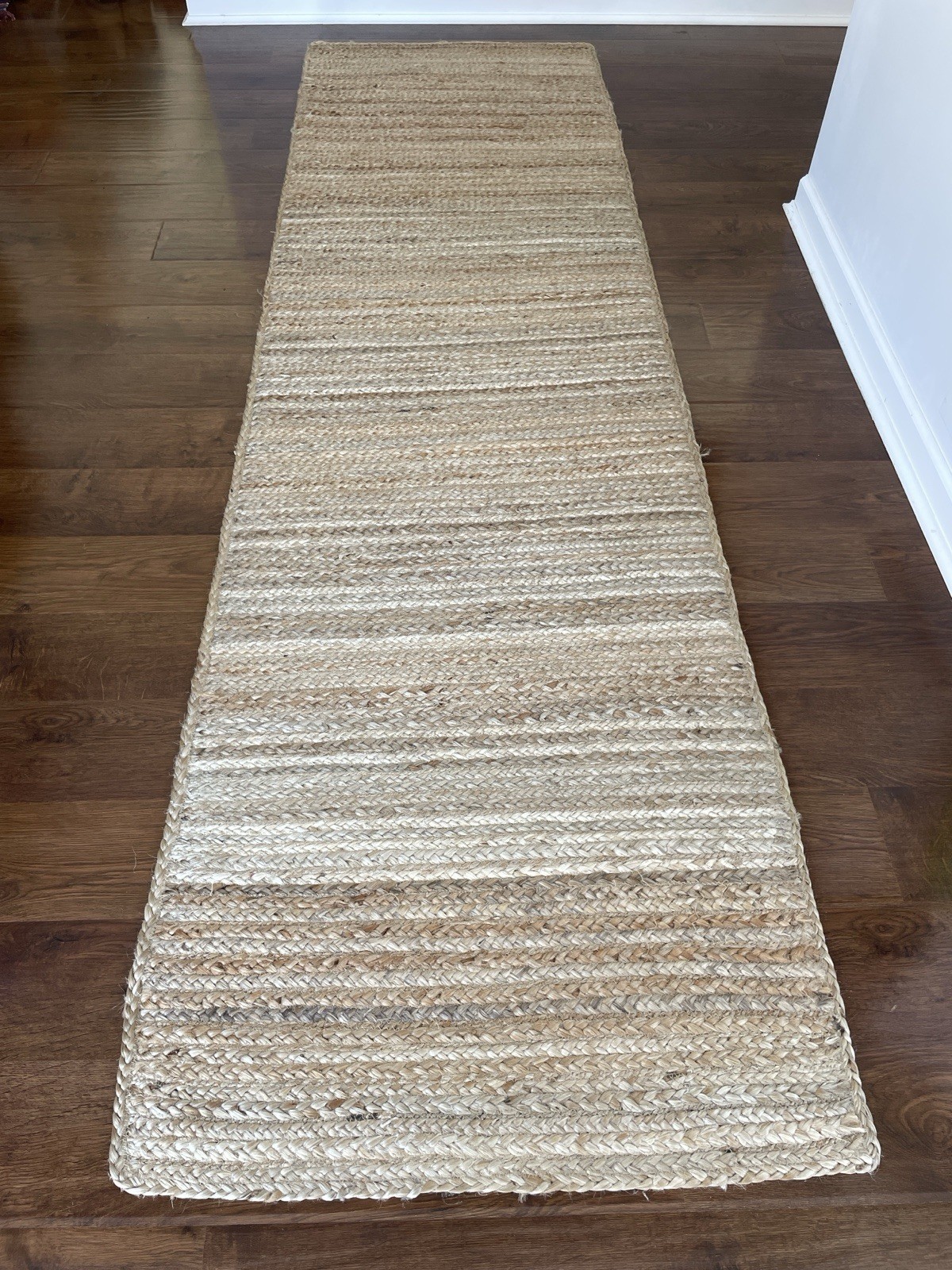 Pottery Barn Rug Natural Fiber Braided Jute Long Hall Runner 9 x 2.5ft, Heavy
